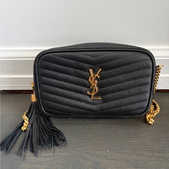 Yves Saint Laurent Handbags - Yves Saint Laurent Black Crossbody Bag with Gold Accents